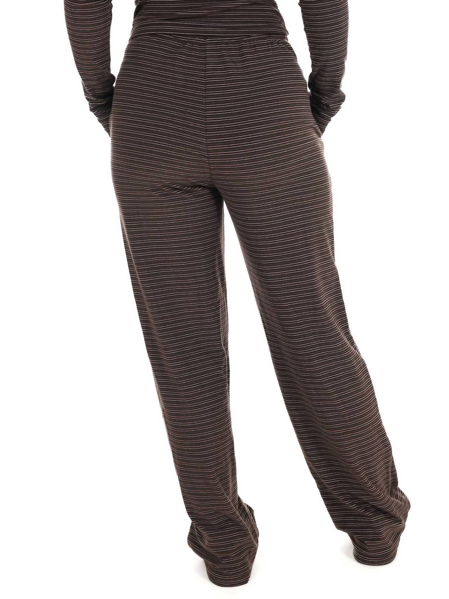 Sweet And Certain Striped Drawstring Lounge Pants In Chocolate
