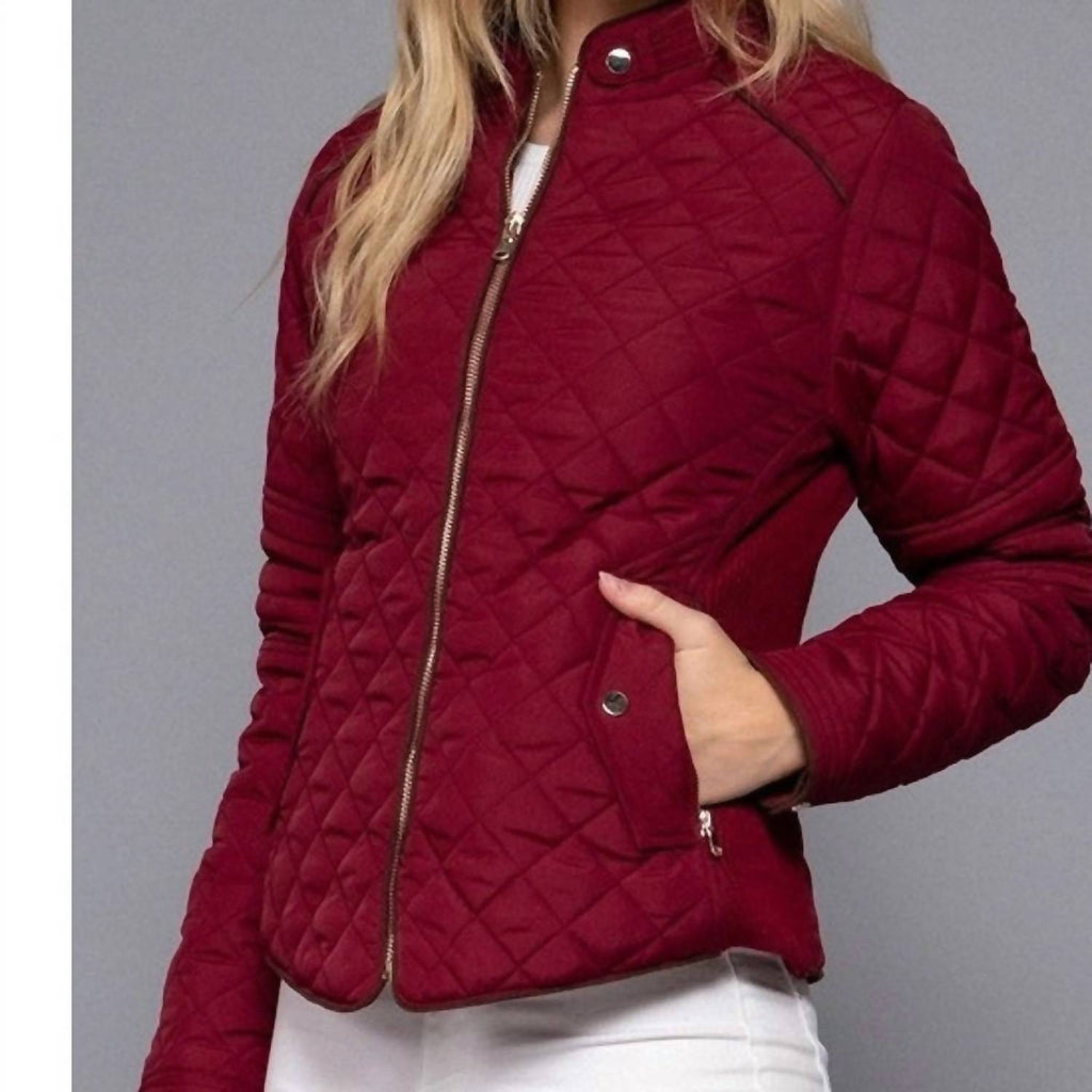Quilted Padding Jacket In Dark Wine