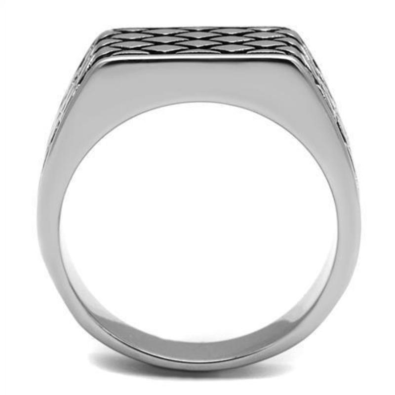 High polished (no plating) Stainless Steel Ring with Epoxy in Jet