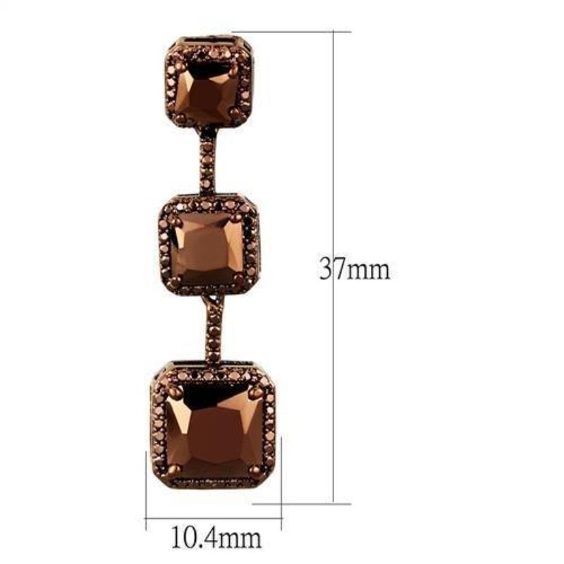 IP Coffee light Brass Earrings with AAA Grade CZ in Light Coffee