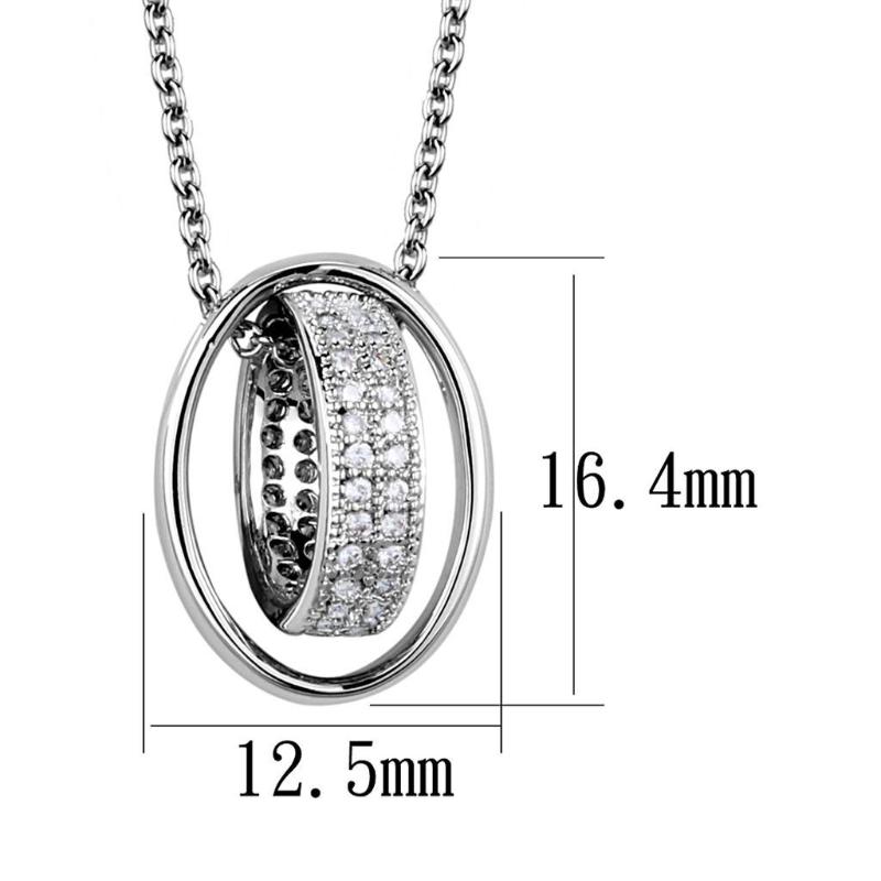 Rhodium Brass Chain Pendant with AAA Grade CZ in Clear