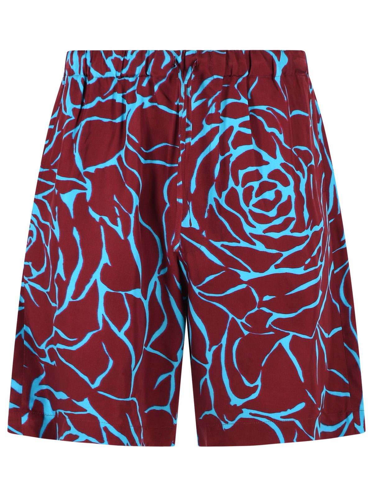 Dries Van Noten 'Piperi' Bermuda Shorts In Burgundy Viscose Twill Men