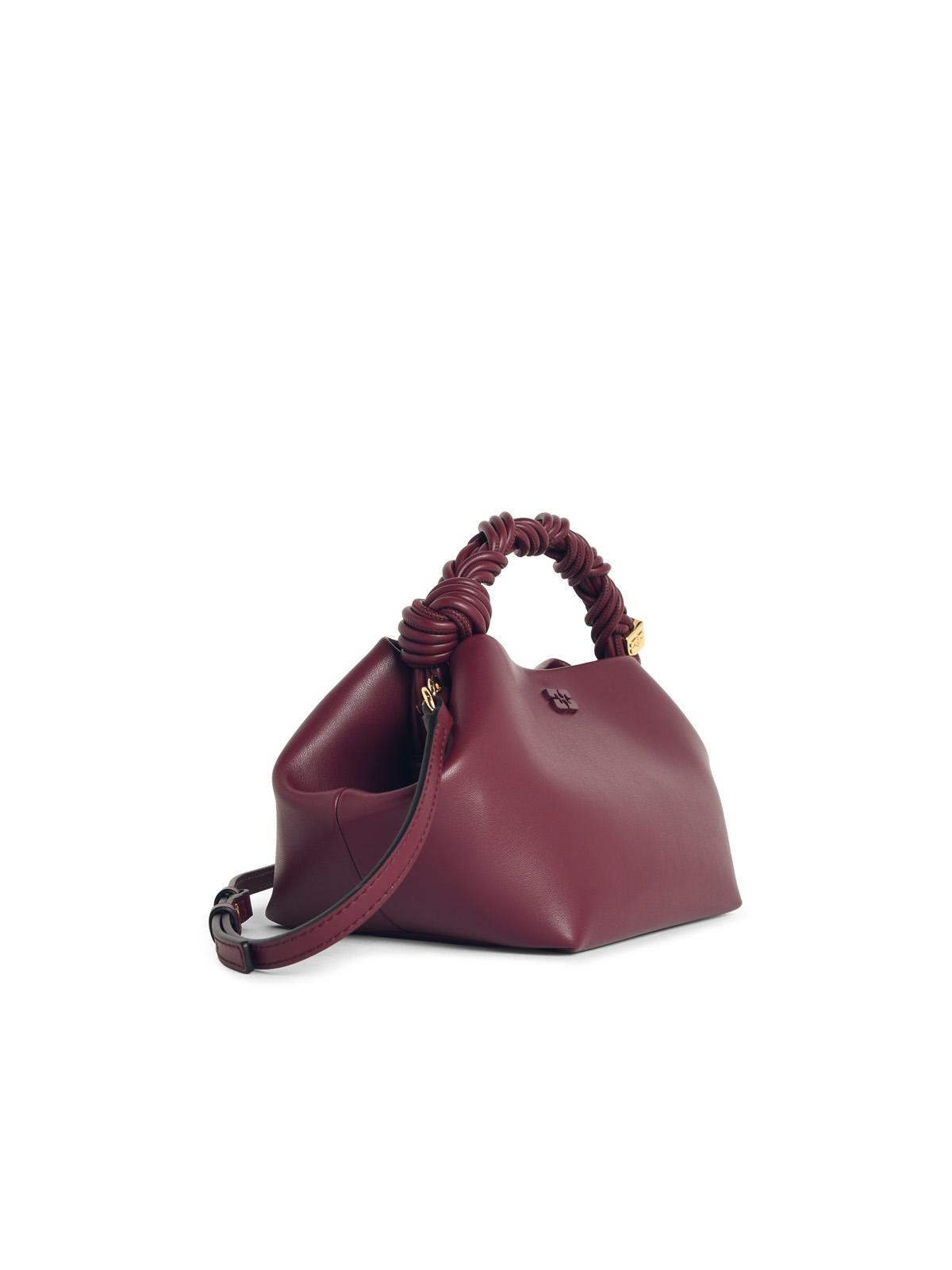 Ganni Burgundy Leather 'Bou' Small Bag Women