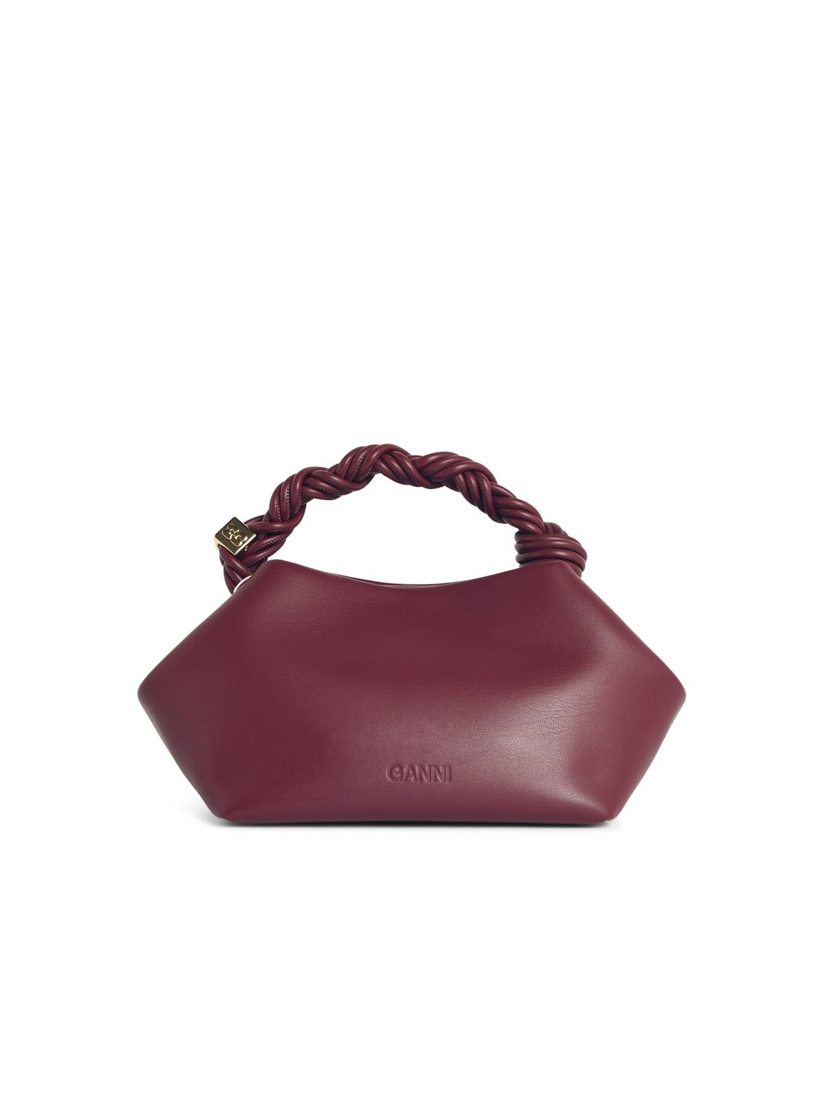 Ganni Burgundy Leather 'Bou' Small Bag Women