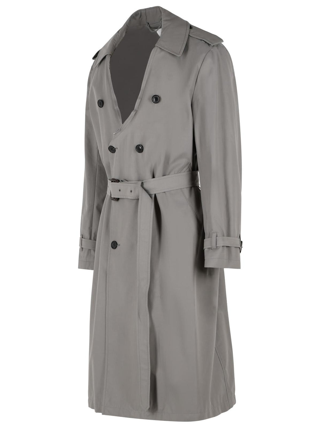 Maison Margiela Grey Cotton Blend Trench Coat With Folded Collar Men