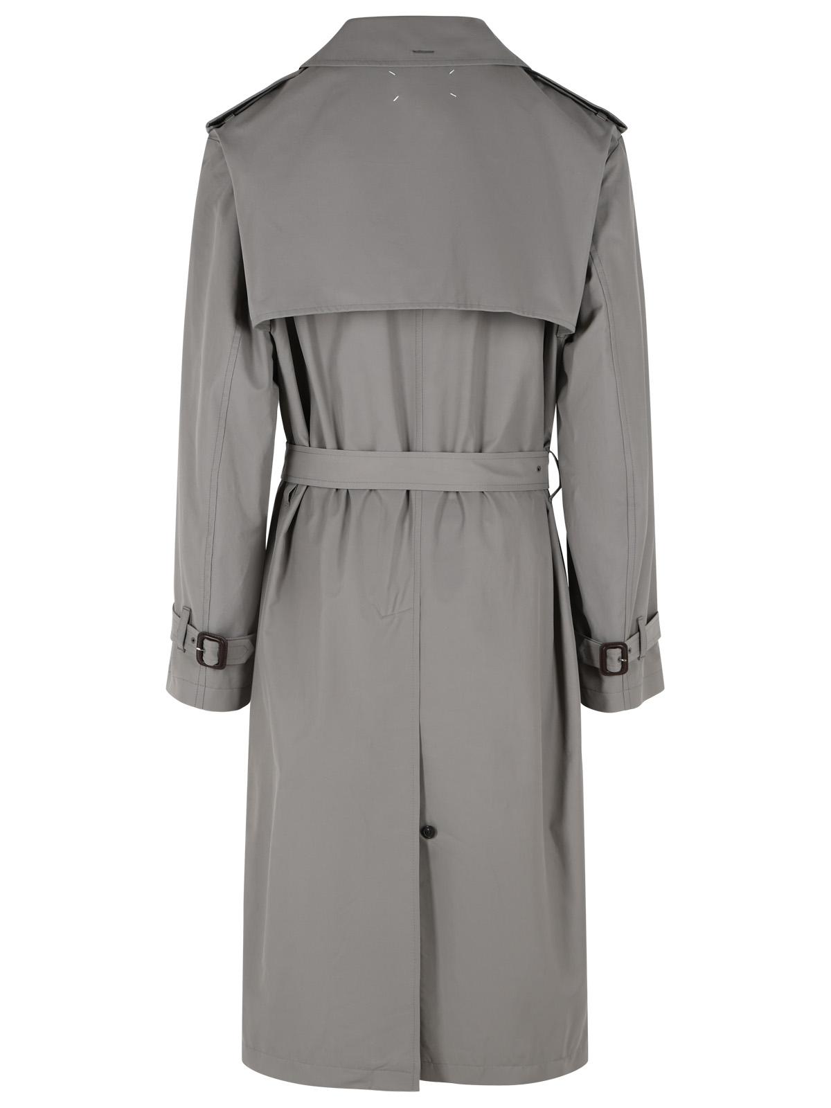 Maison Margiela Grey Cotton Blend Trench Coat With Folded Collar Men