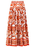 Dolce & Gabbana Long Skirt In Majolica Print Cotton Poplin Women