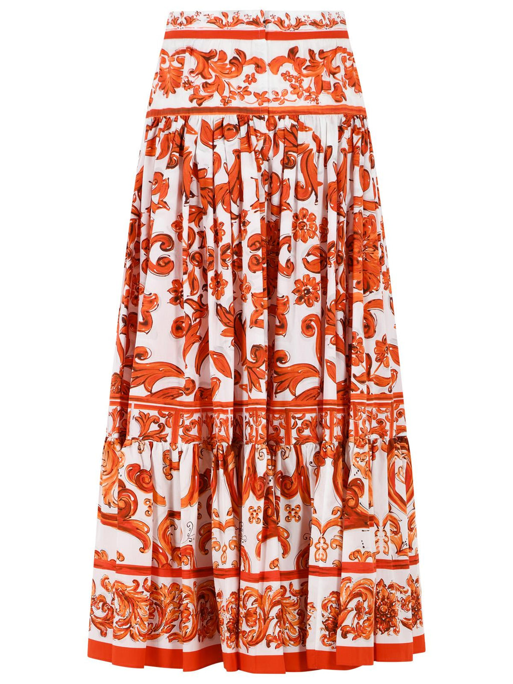 Dolce & Gabbana Long Skirt In Majolica Print Cotton Poplin Women