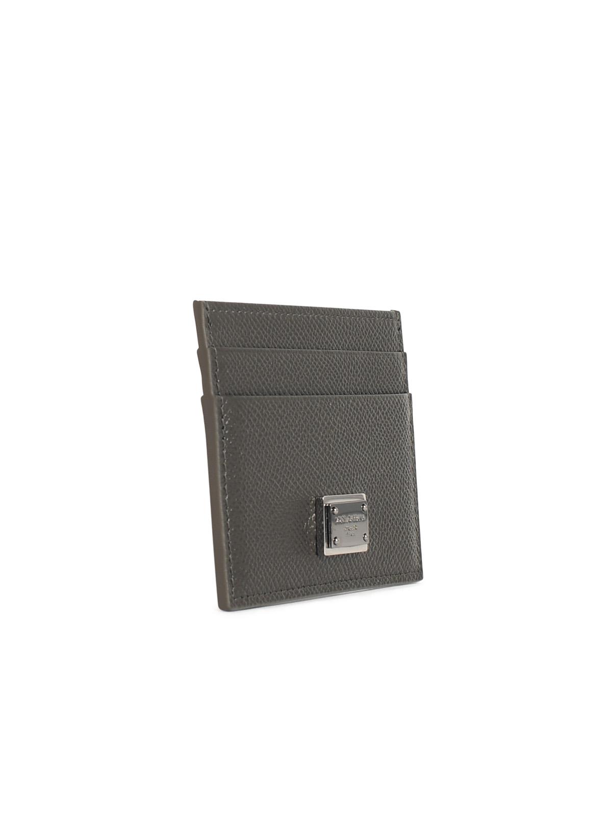 Dolce & Gabbana Dove Grey Leather Card Holder Men