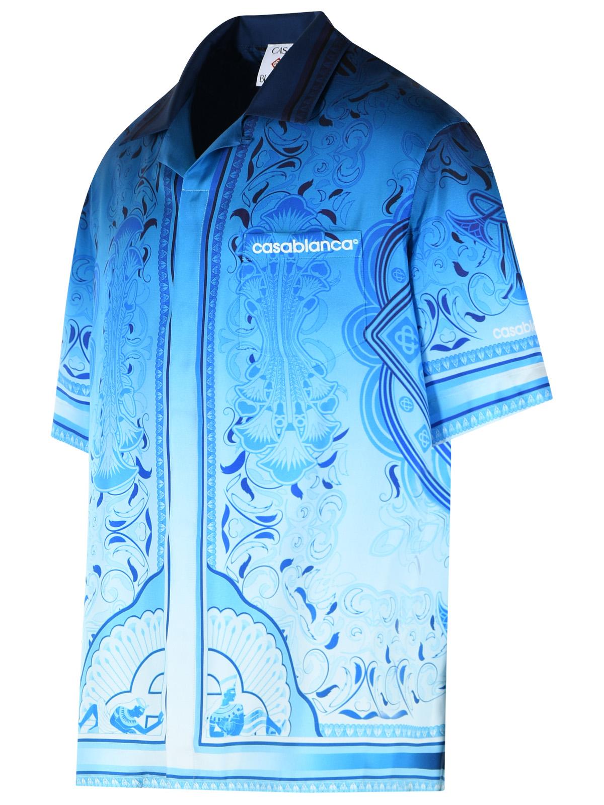 Casablanca 'Egyption Rug' Light Blue Silk Shirt Men