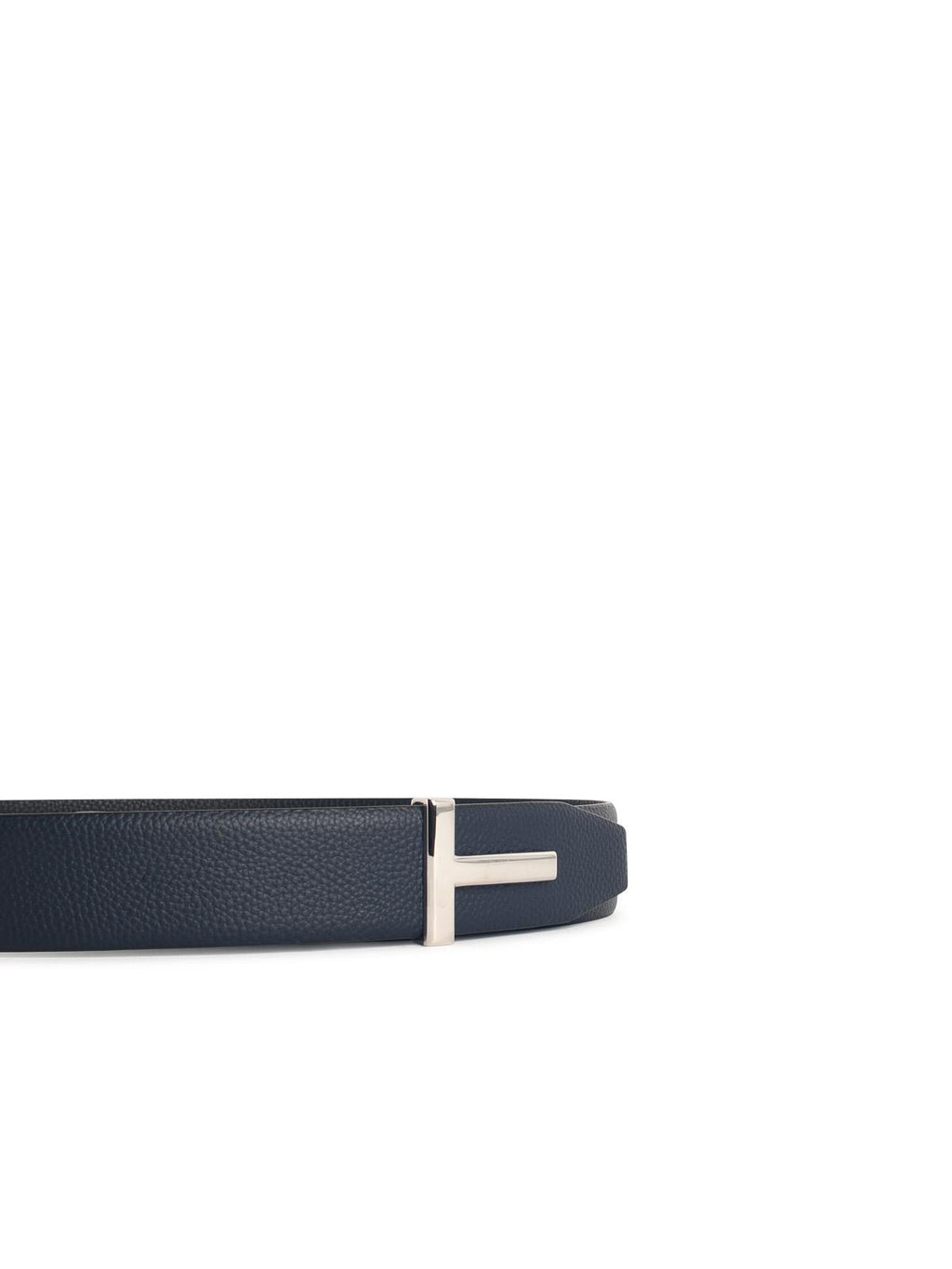 Tom Ford 'T Icon' Navy Leather Belt Men