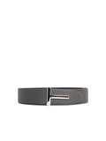 Tom Ford 'T Icon' Grey Leather Belt Men