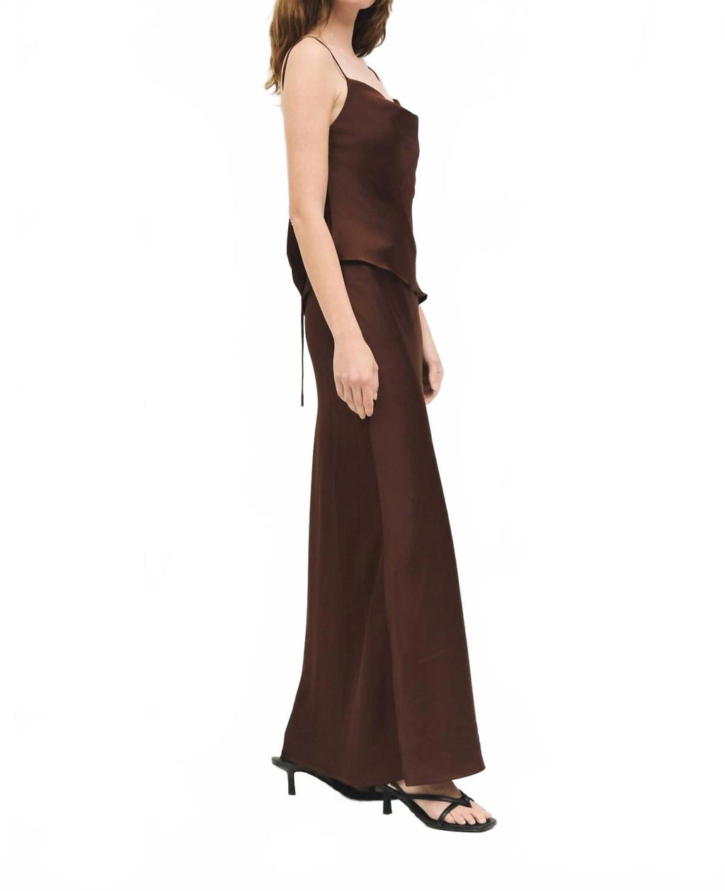 Elena Satin Skirt In Brown