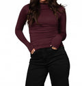 Funnel Neck Ruched Top In Prune