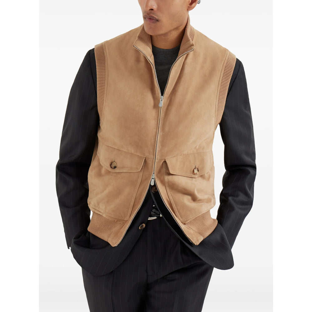 Brunello Cucinelli Neutrals Jackets - Waistcoats & Gilets Men