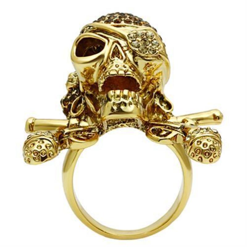 Gold White Metal Ring with Top Grade Crystal in Smoked Quartz