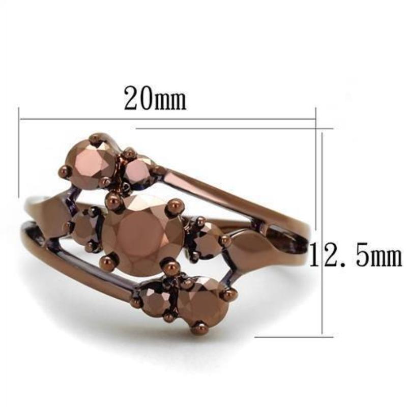 IP Coffee light Brass Ring with AAA Grade CZ in Light Coffee
