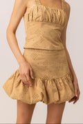 Eyelet Bubble Skirt In Tan