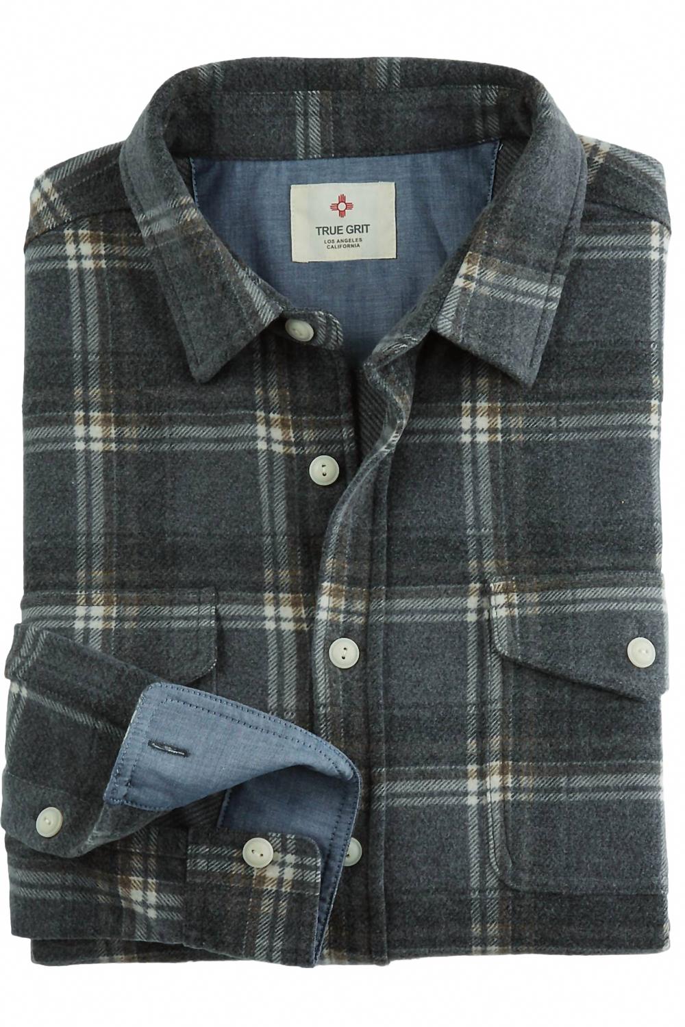 Men's Plaid Long Sleeve Button Down Shirt In Grey