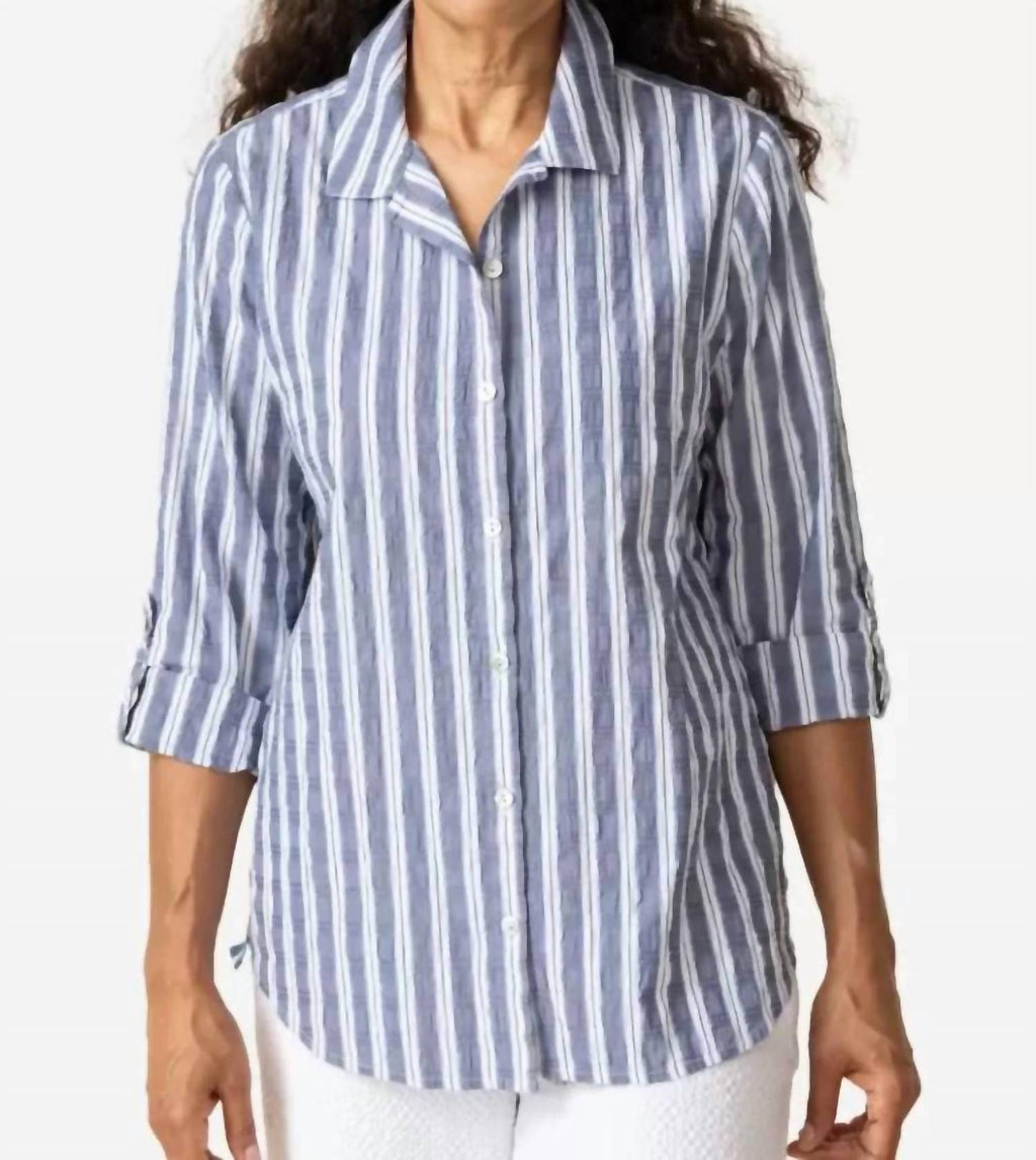 Palm Beach Strap Ribbon Trim Tunic In Indigo