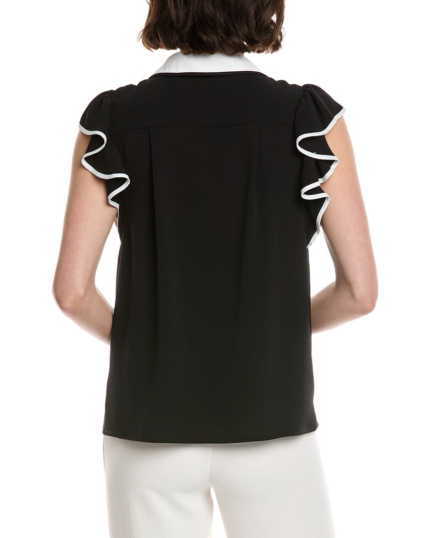 CeCe Flutter Sleeve Collared Blouse
