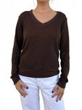 Gabrielle V-Neck Pullover Top In Mahogany