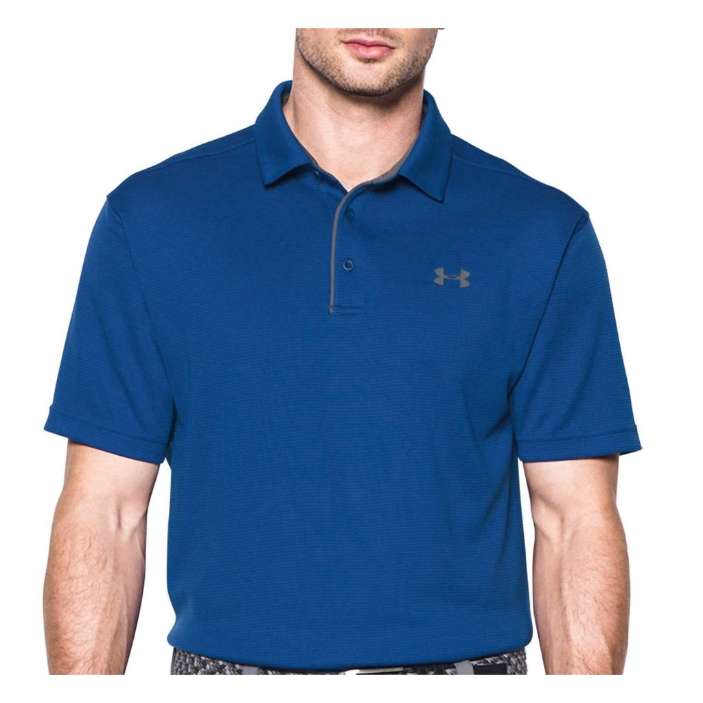 Tech Button Up Placket Polo In Royal