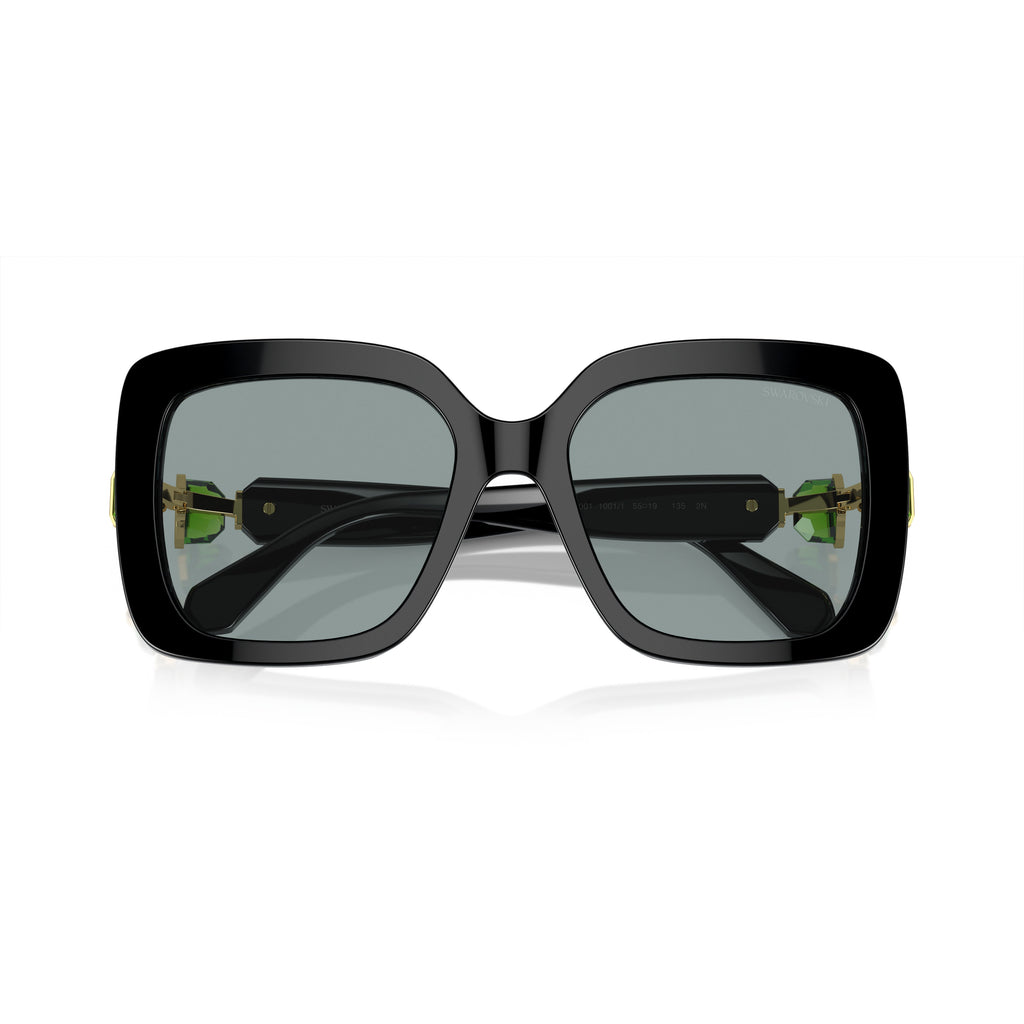 0Sk6001 Oversized Square Sunglasses with Crystal-Embellished Temples