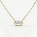 Certified 1.10Ct Long Hexagon Bezel Diamond East West Pendant Necklace Lab Grown
