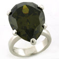 Rhodium 925 Sterling Silver Ring with AAA Grade CZ in Olivine color