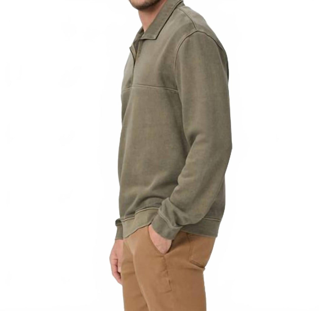 Davion Quarter Zip Pullover In Vintage White Sage