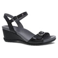 Women's Arielle Leather Wedge Sandals In Black Glazed