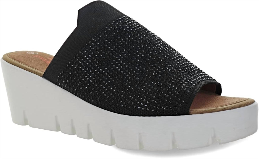 Women's Venti Crystals Wedge Sandals In Black