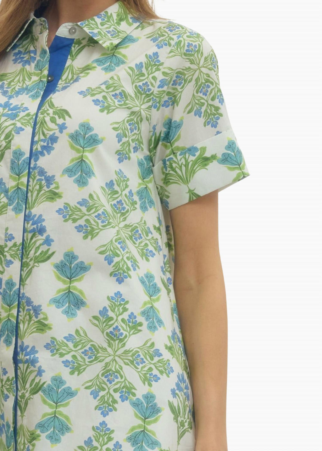 Caroline Mini Dress In Jade Blockprint