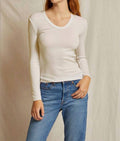 Luxe Ribbed Long Sleeve U Neck Tee In Sugar