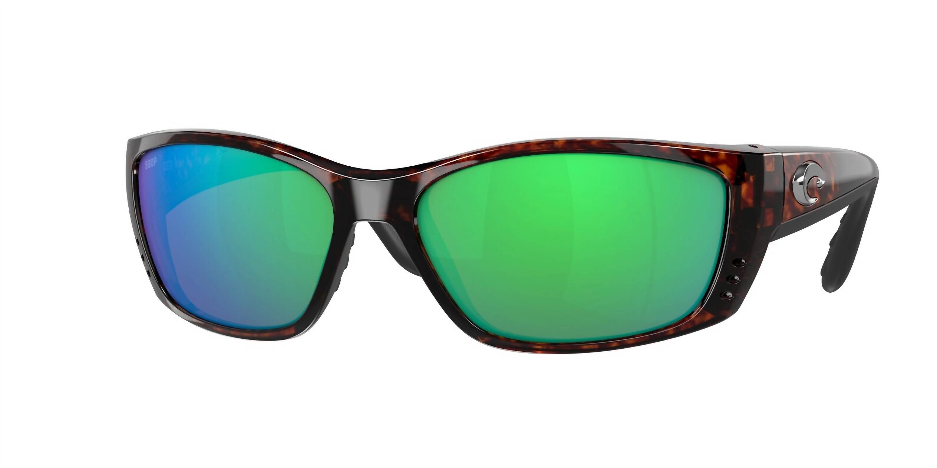 Men's Fisch Reader Rectangular Polarized Sunglasses In Tortoise/green Mirror