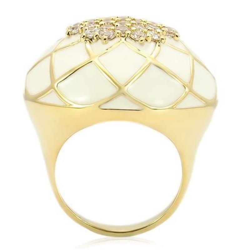 Gold Brass Ring with AAA Grade CZ in Clear