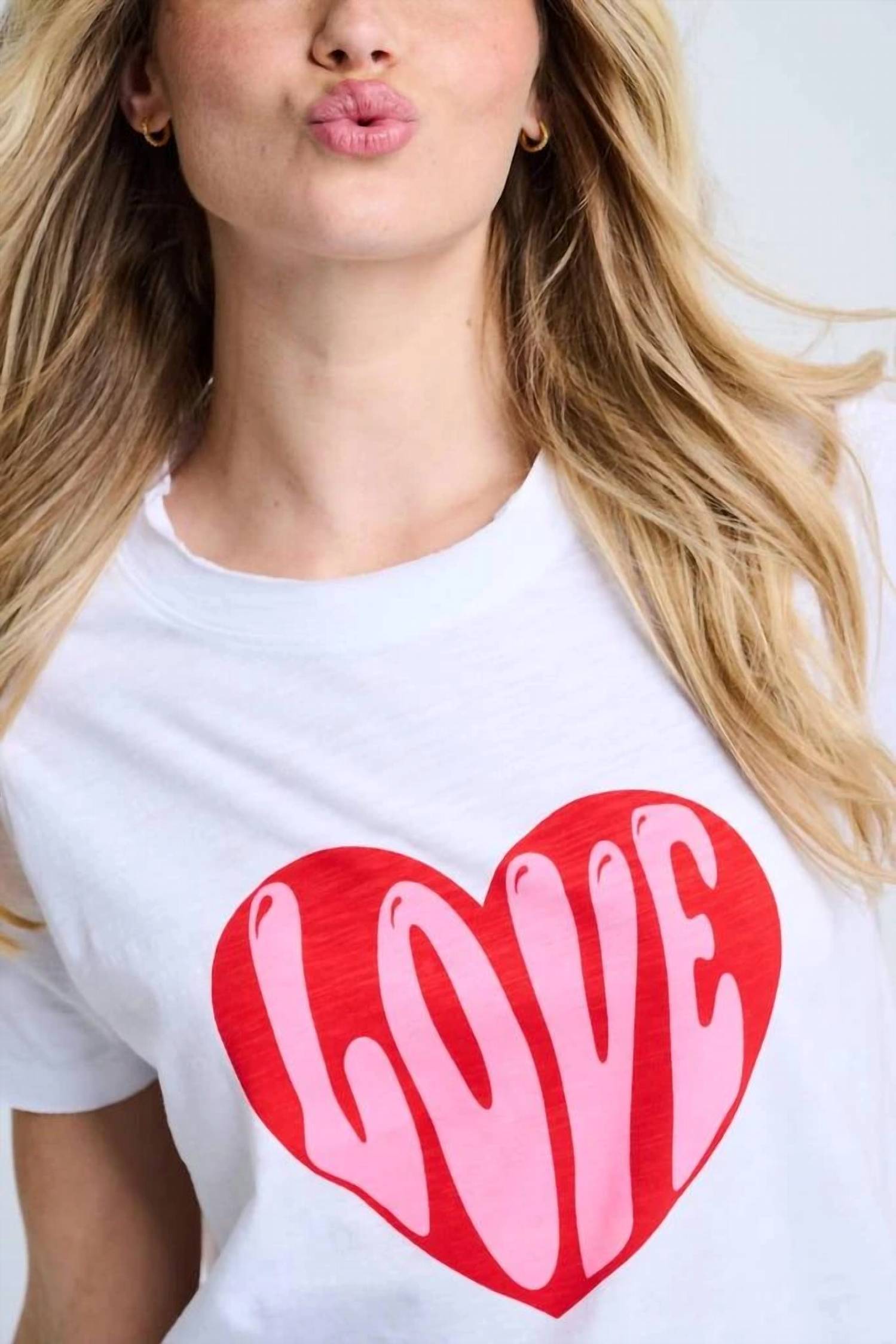 Hello Love Tee Top In White