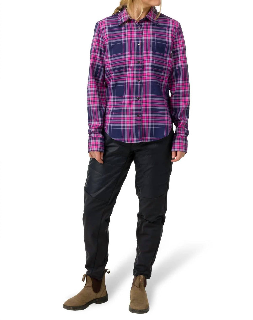 Brigitte Tech Flannel Shirt In Currant/dragonfruit Plaid