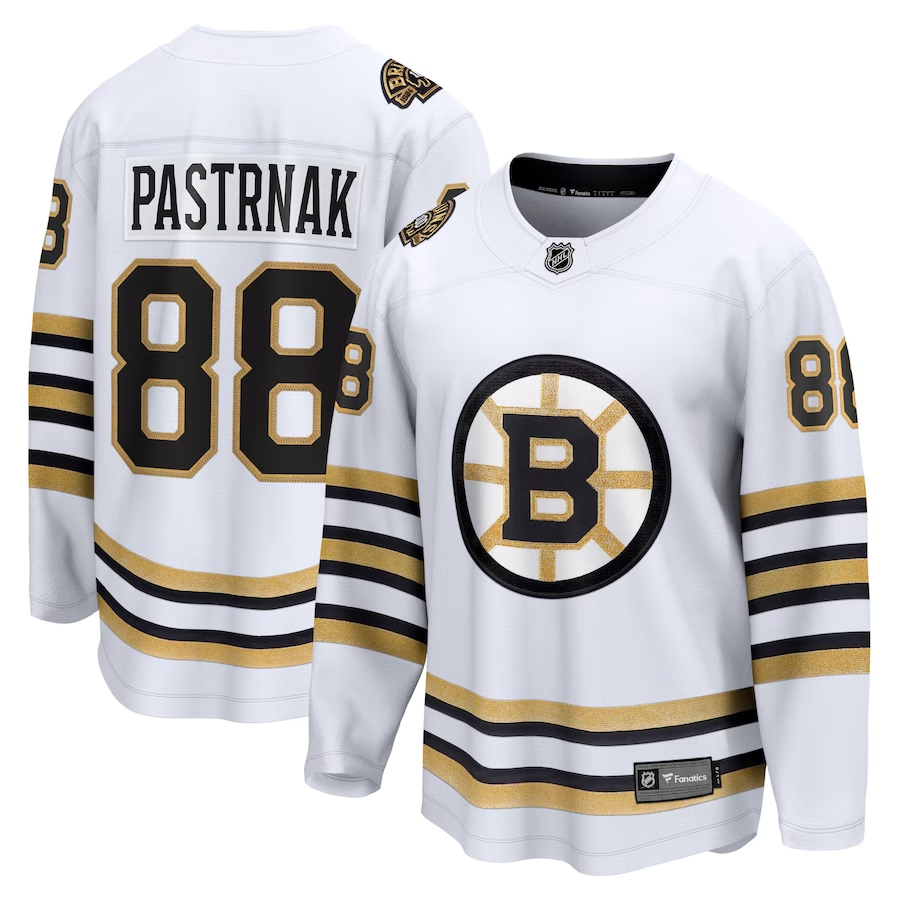 Men's Boston Bruins David Pastrnak #88 White Player Game jersey