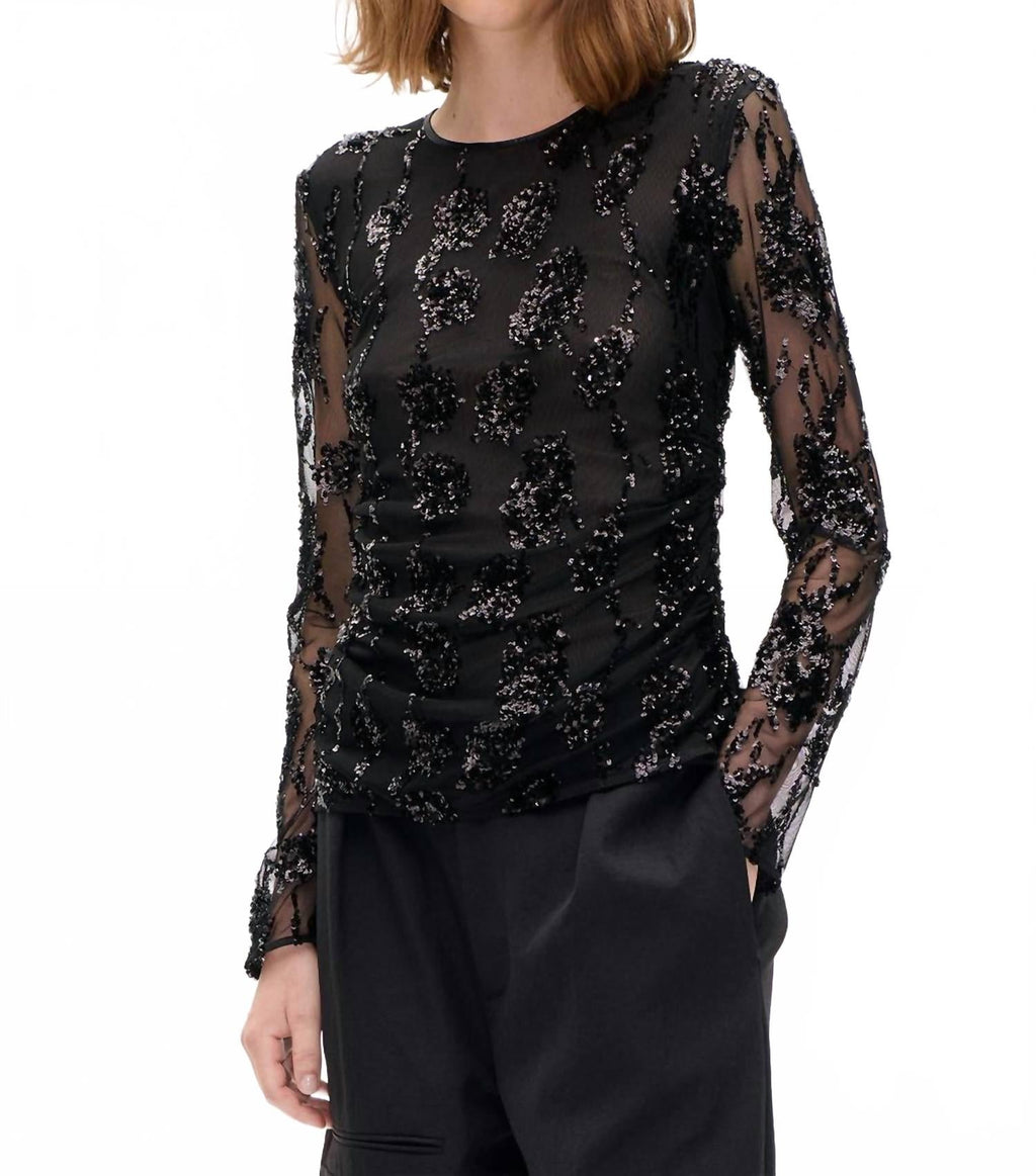 Jenine Sequin Top In Black
