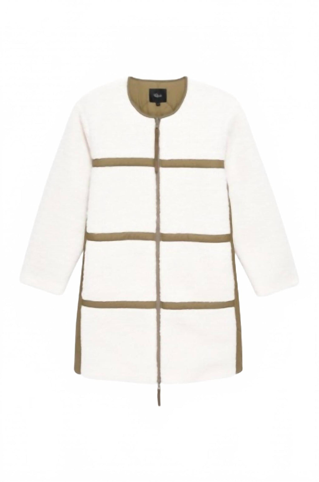 Granger Reversible Sherpa Jacket In Ivory Olive Mix