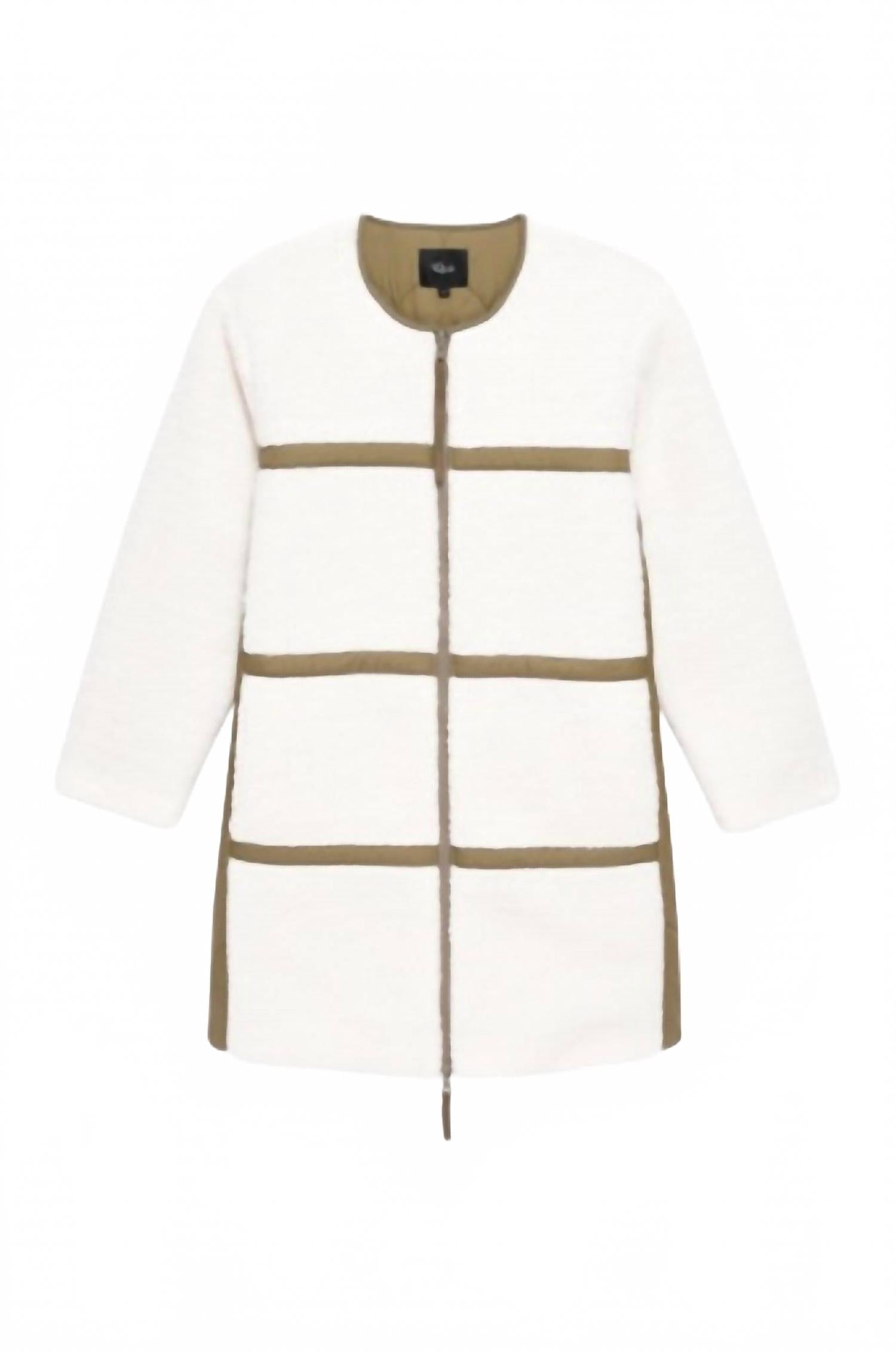 Granger Reversible Sherpa Jacket In Ivory Olive Mix