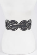 Faux Leather Metal Studded Elastic Belt