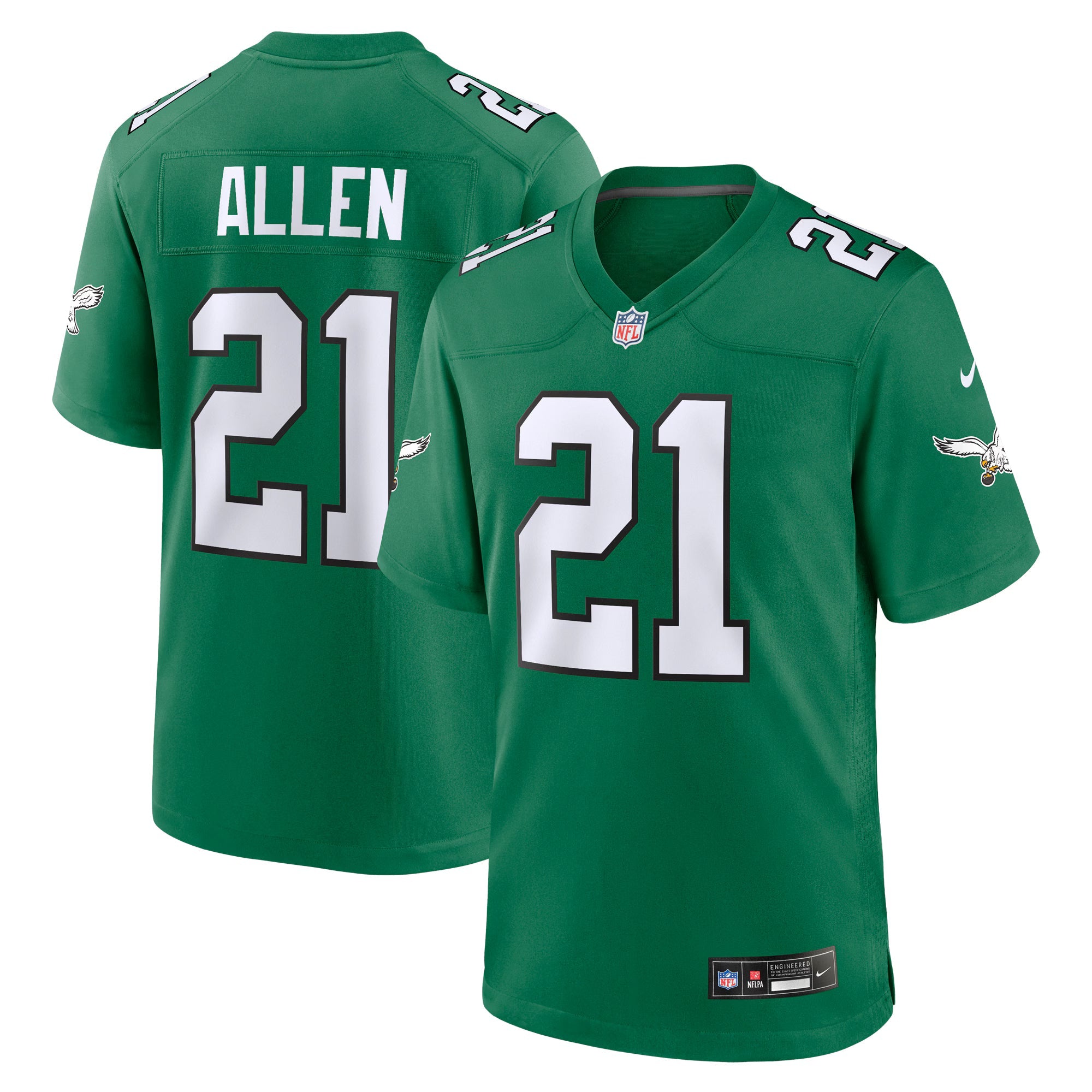 Philadelphia Eagles Eric Allen Kelly Green Retired Player Alternate Game Jersey