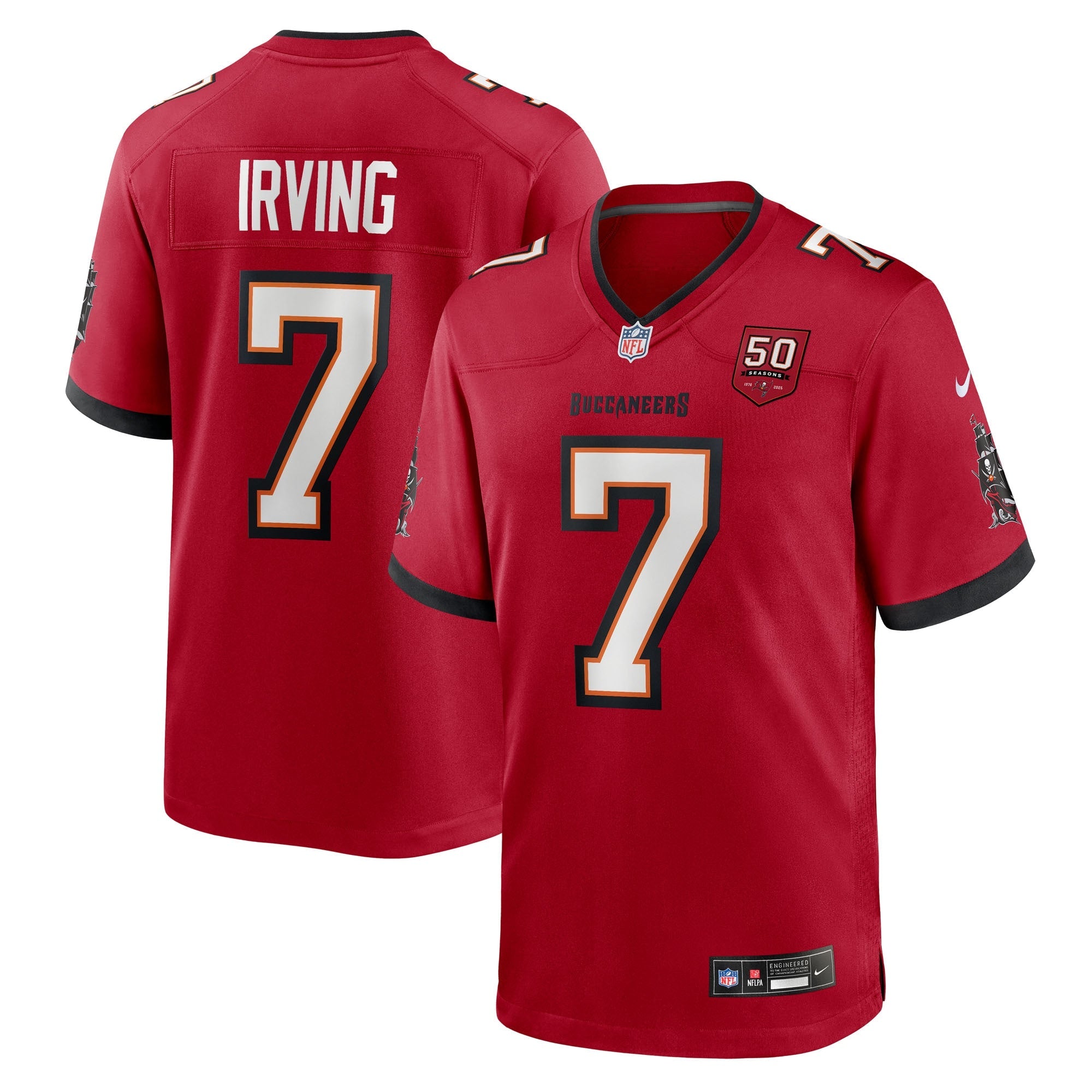Tampa Bay Buccaneers Bucky Irving Red 50th Season Team Game Jersey