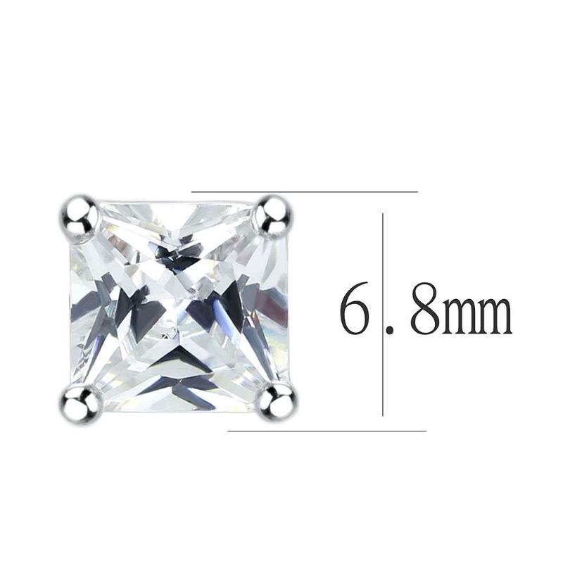 Rhodium Brass Earrings with AAA Grade CZ in Clear