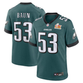 Men's Philadelphia Eagles Zack Baun #53 Midnight Green Super Bowl LIX Game Player Jersey1