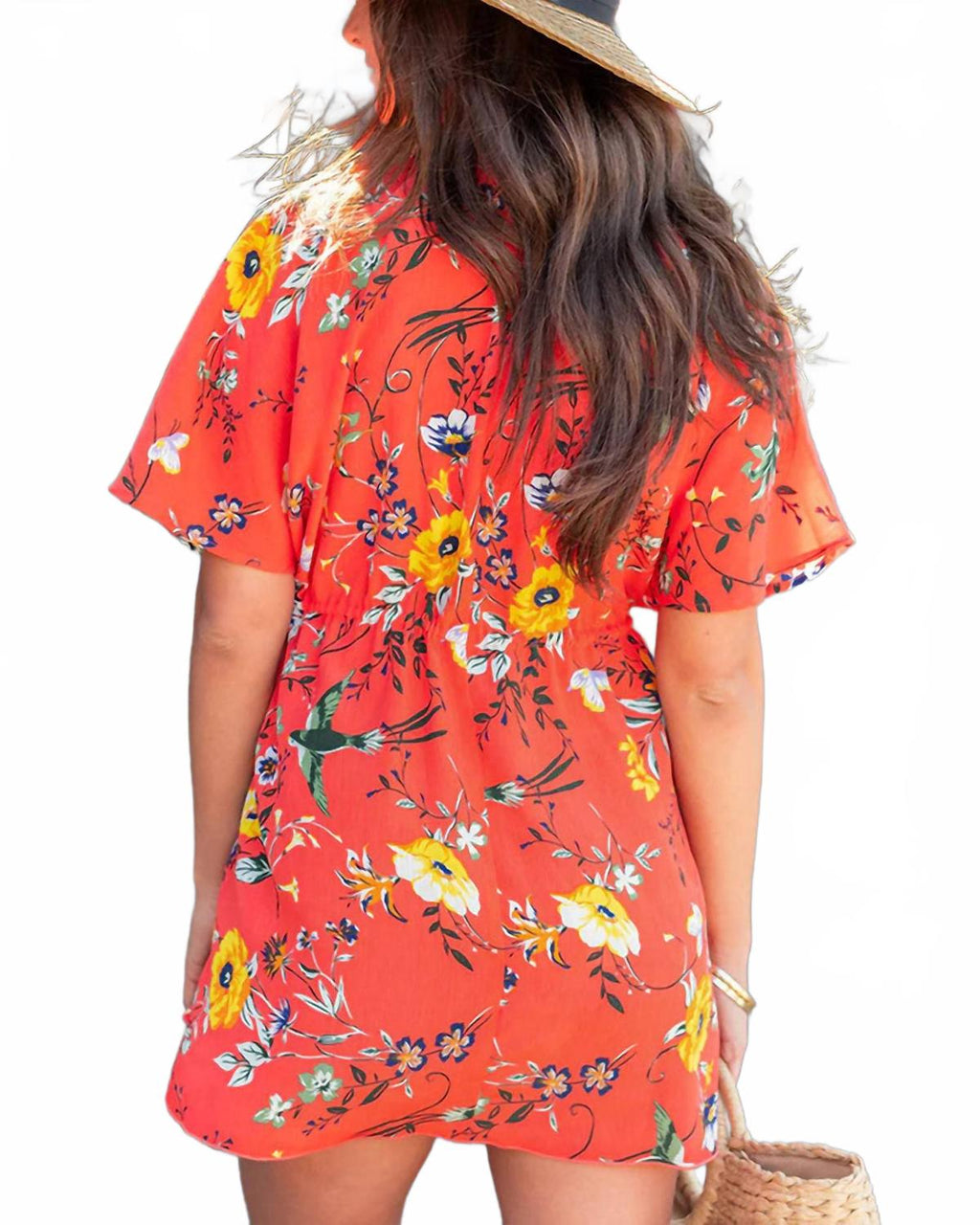 Cover Up Kimono In Coral Floral