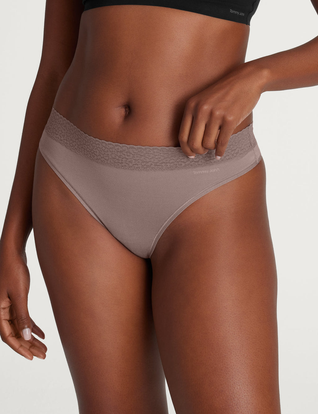 Women's Second Skin Thong, Lace Waist